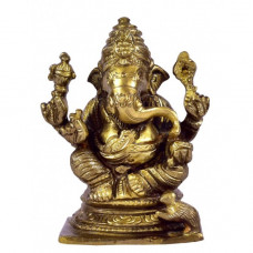 कांस्यलोहः लघु गणेशविग्रहः [Bronze Lord Ganesha Small Idol For Home Puja]
